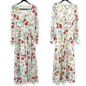 Yumi Kim Giselle Floral Faux Wrap Maxi‎ Dress Garden at Dawn Ivory - Size Small